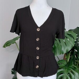 #8)  Romantic V-neck button decoration front top Size M